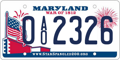 MD license plate 0AO2326