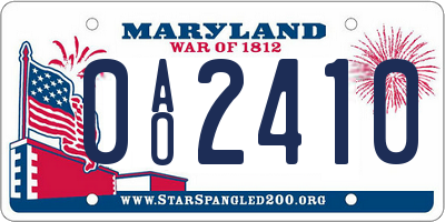 MD license plate 0AO2410