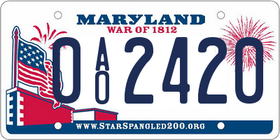 MD license plate 0AO2420