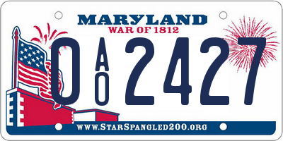 MD license plate 0AO2427