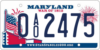 MD license plate 0AO2475