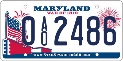 MD license plate 0AO2486