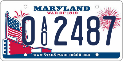MD license plate 0AO2487
