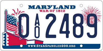 MD license plate 0AO2489
