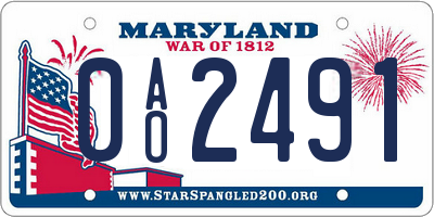 MD license plate 0AO2491