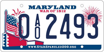 MD license plate 0AO2493