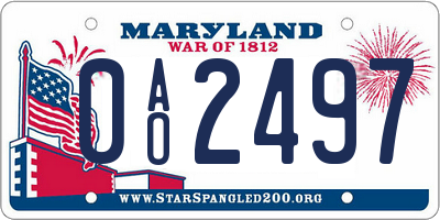 MD license plate 0AO2497