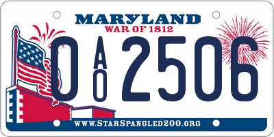 MD license plate 0AO2506