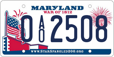 MD license plate 0AO2508