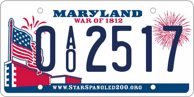 MD license plate 0AO2517