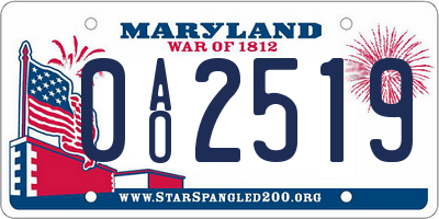 MD license plate 0AO2519