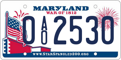 MD license plate 0AO2530