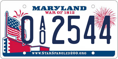MD license plate 0AO2544