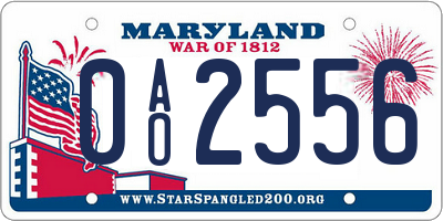 MD license plate 0AO2556