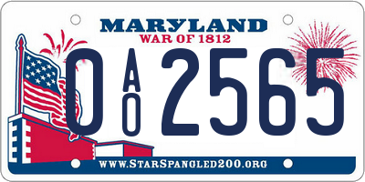MD license plate 0AO2565