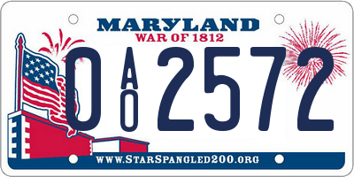 MD license plate 0AO2572