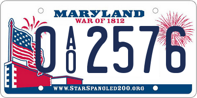 MD license plate 0AO2576
