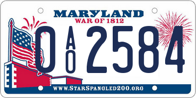 MD license plate 0AO2584