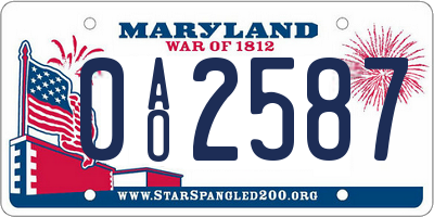 MD license plate 0AO2587