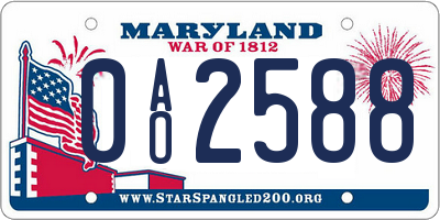 MD license plate 0AO2588