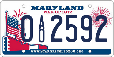 MD license plate 0AO2592