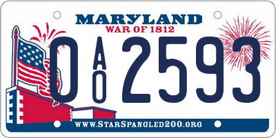 MD license plate 0AO2593