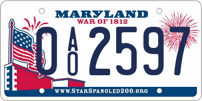 MD license plate 0AO2597