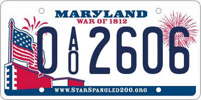MD license plate 0AO2606