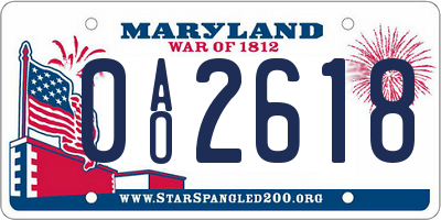 MD license plate 0AO2618