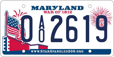 MD license plate 0AO2619