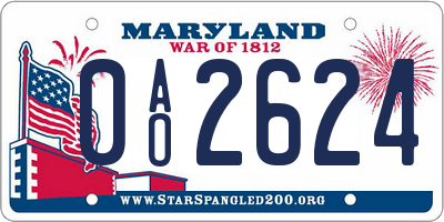MD license plate 0AO2624