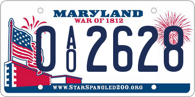 MD license plate 0AO2628