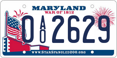 MD license plate 0AO2629