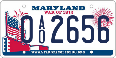 MD license plate 0AO2656