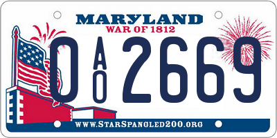 MD license plate 0AO2669