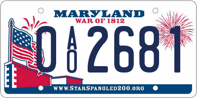 MD license plate 0AO2681