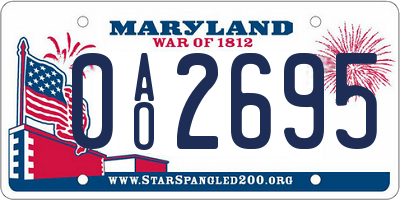 MD license plate 0AO2695