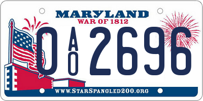 MD license plate 0AO2696