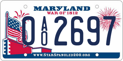 MD license plate 0AO2697