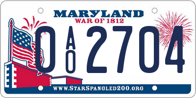 MD license plate 0AO2704