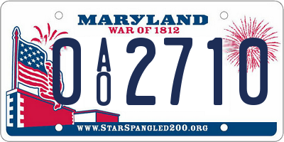 MD license plate 0AO2710