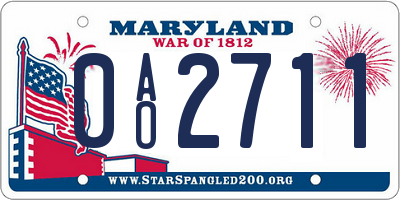 MD license plate 0AO2711