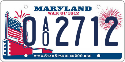 MD license plate 0AO2712