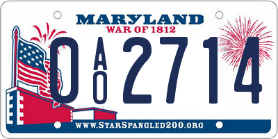 MD license plate 0AO2714