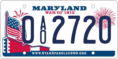 MD license plate 0AO2720