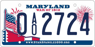 MD license plate 0AO2724