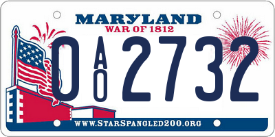 MD license plate 0AO2732