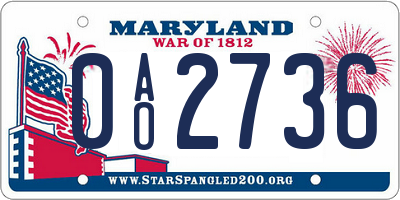 MD license plate 0AO2736