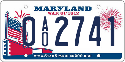 MD license plate 0AO2741