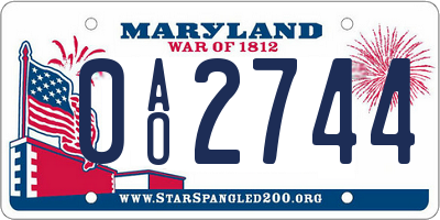 MD license plate 0AO2744